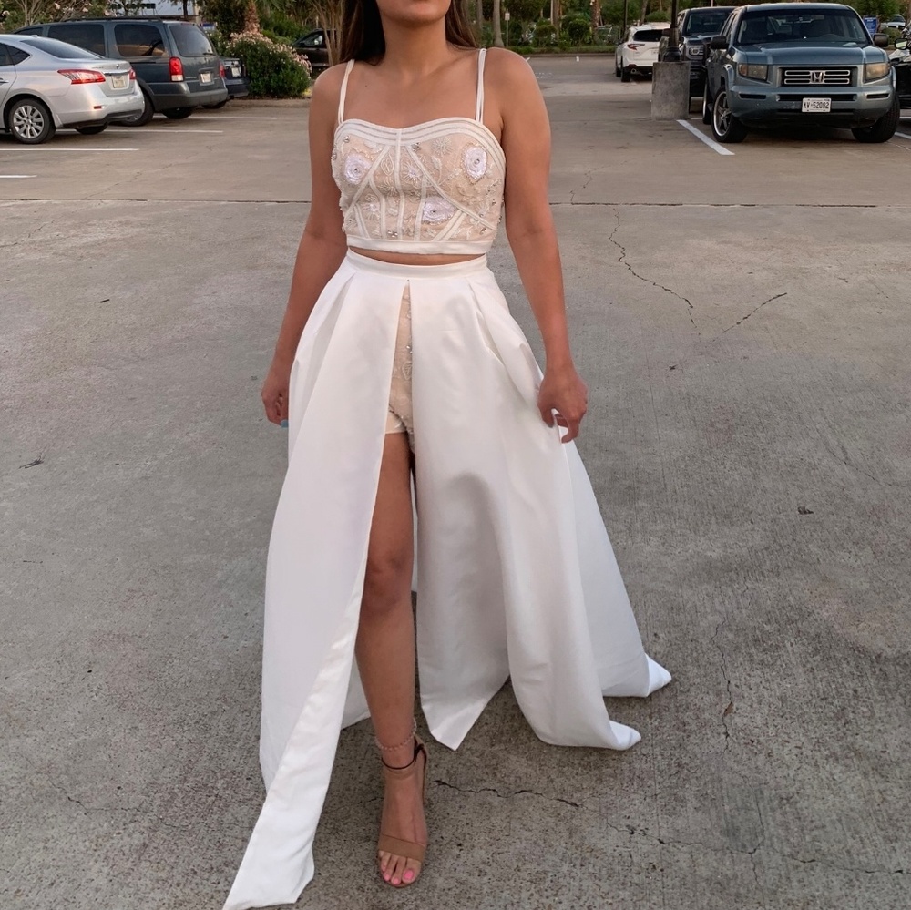 Rachel Allan Style 6454 Size 6 White Two piece